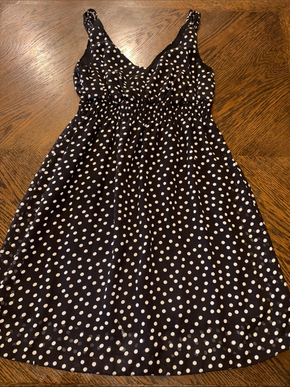 Charlotte Russe V- Neck Black Polka Dot Y2K Midi Dress- Small